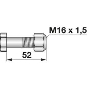 Frässchraube mit Sicherungsmutter M16x1,5x52